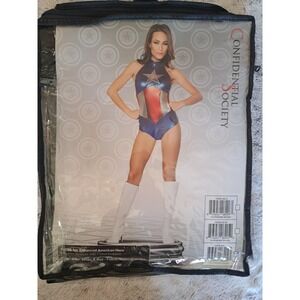 Confidential Society Enhanced Captain America Hero Superhero Costume Romper L